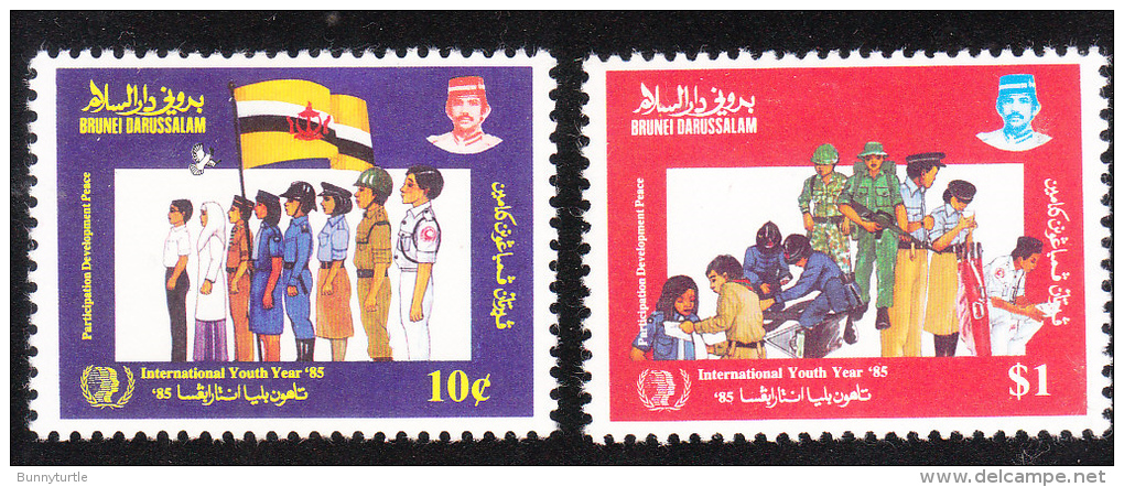 Brunei 1985 International Youth Year Flag 2v MNH - Brunei (1984-...)