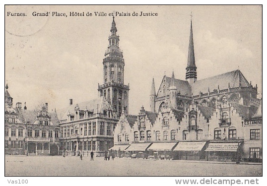 CPA VEURNE- GRAND PLACE, HOTEL DE VILLE ET PALAIS DE JUSTICE - Andere & Zonder Classificatie