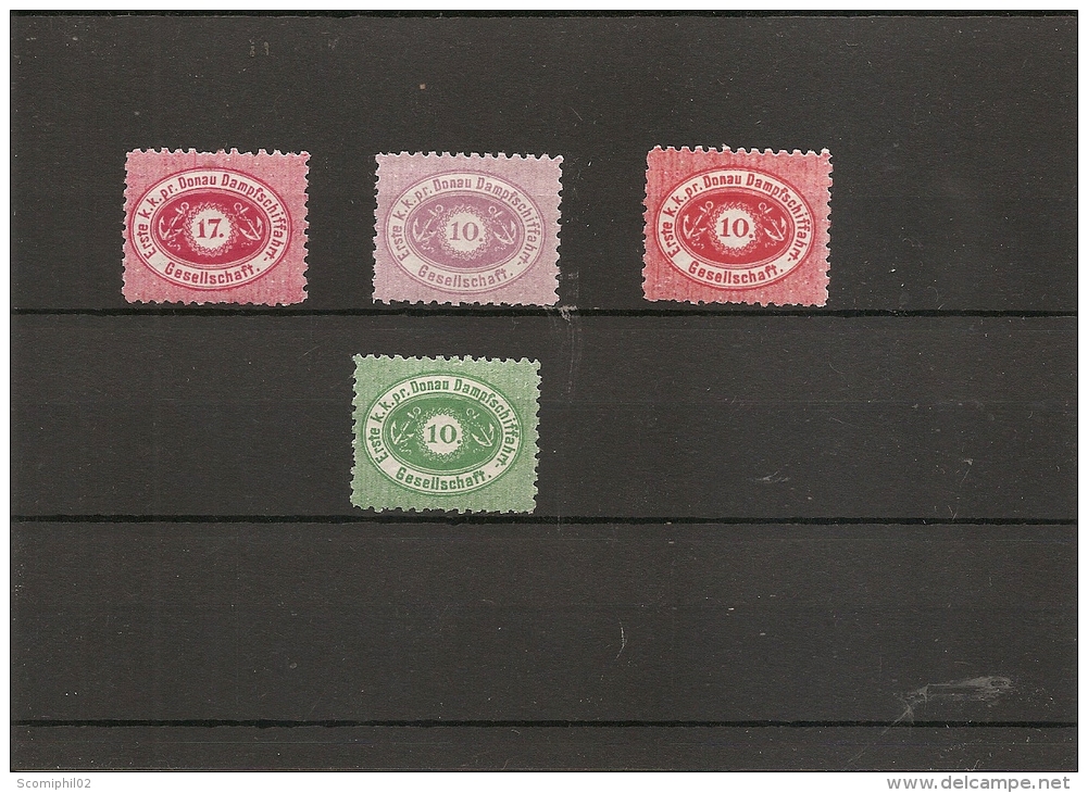 Autriche -Compagnie Danubienne De Navigation à Vapeur ( Lot De 4 Timbres X -MH- Réimpressions -Cote Des Originaux : 1450 - Proeven & Herdruk