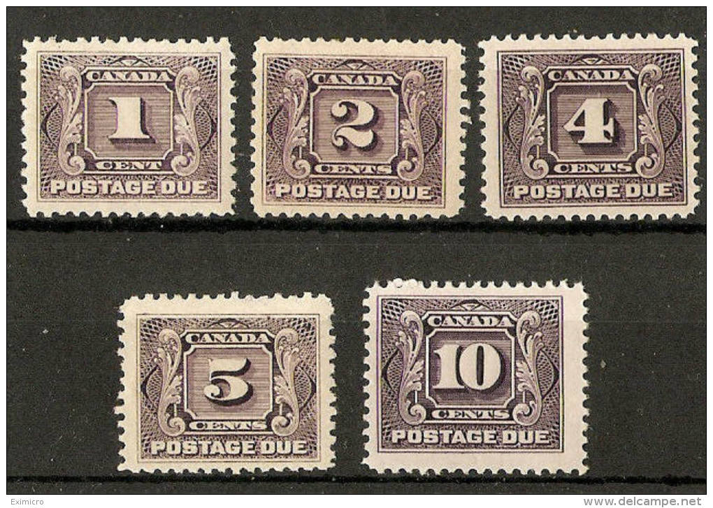 CANADA 1906-28 POSTAGE DUE SET OF 5 PERF 12 SG D1/D8 LMM/MM Cat £130 - Strafport