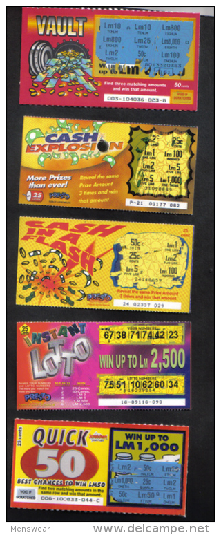 MALTA - 5 OLD LOTTERY TICKETS - - Biglietti Della Lotteria