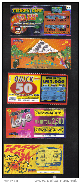 MALTA - 5 OLD LOTTERY TICKETS - - Biglietti Della Lotteria