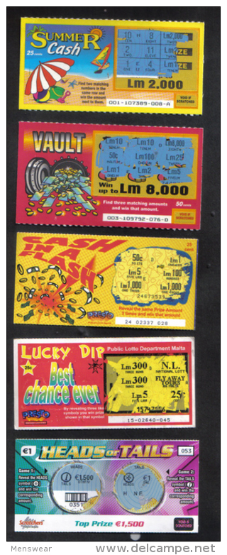 MALTA - 5 OLD LOTTERY TICKETS - - Lottery Tickets