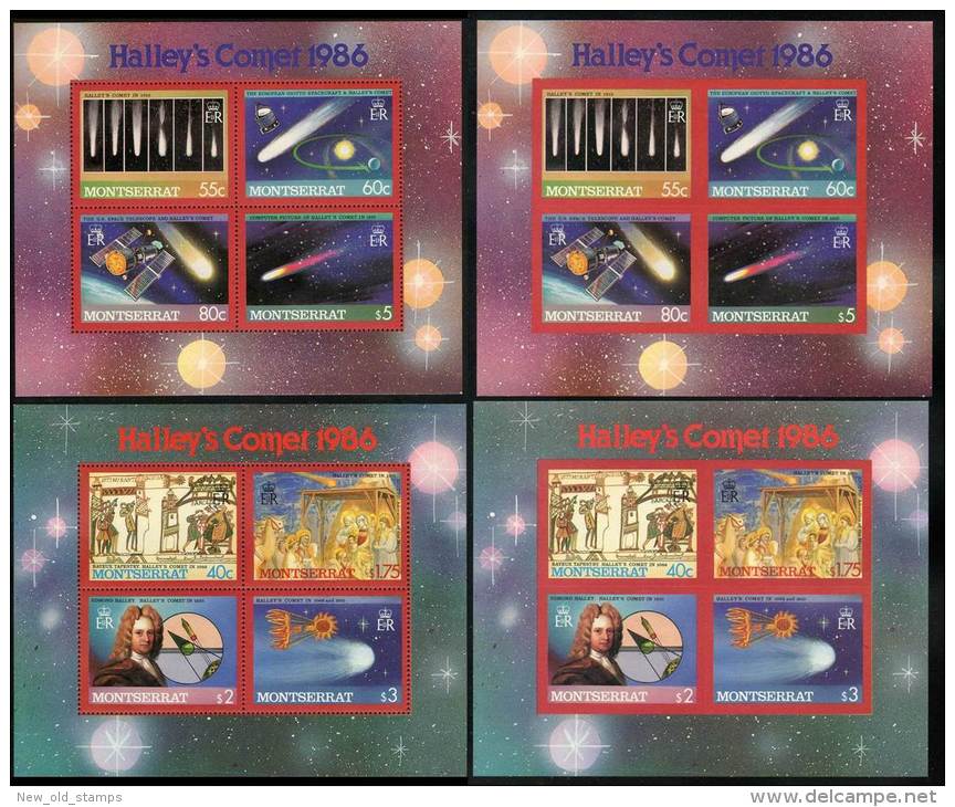 Montserrat 1986 Halley´s Comet  4 Different M/S   MNH Neuf ** POSTFRISH  SPACE, ASTRONOMY - Astrology