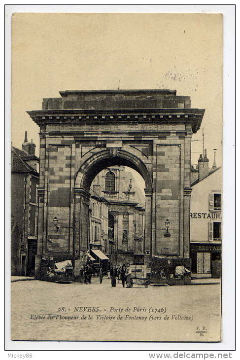 NEVERS-Porte De Paris,élévée En L'honneur De La Victoire De Fontenoy(très Animée,attelage D'âne)-cachet 17° R Infanterie - Nevers