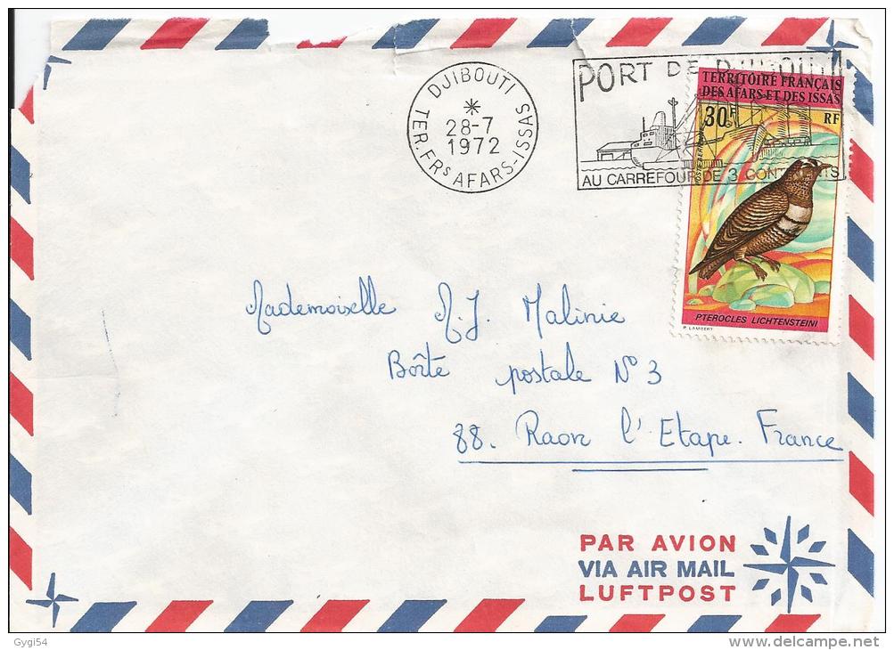 Afars Et Issas  Lettre Par Avion Du  28 /07/ 1972 VERS 88  Djibouti - Storia Postale