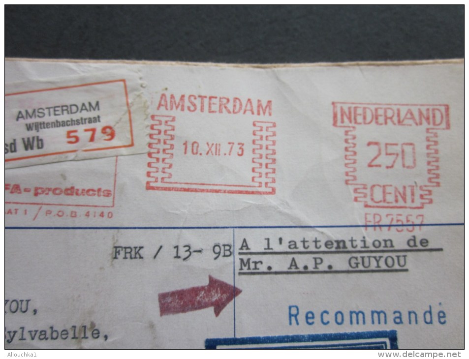 Amsterdam Pays-Bas Nederlands Lettre Letter Cover Recommandé Fermeture Américaine Empreinte Machine Affranchir, Douanes - Frankeermachines (EMA)
