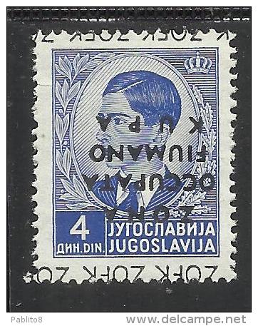 OCCUPAZIONI ITALIANE ITALY ITALIA ZONA FIUMANO KUPA 1941 VARIETY OVERPRINTED SOPRASTAMPA CAPOVOLTA VARIETA' 4 D MNH - Fiume & Kupa