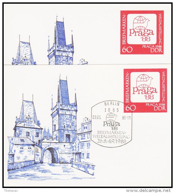 Germany GDR 1988, Postal Stationery - Cartes Postales - Oblitérées