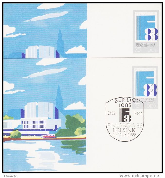 Germany GDR 1988, Postal Stationery - Cartes Postales - Oblitérées