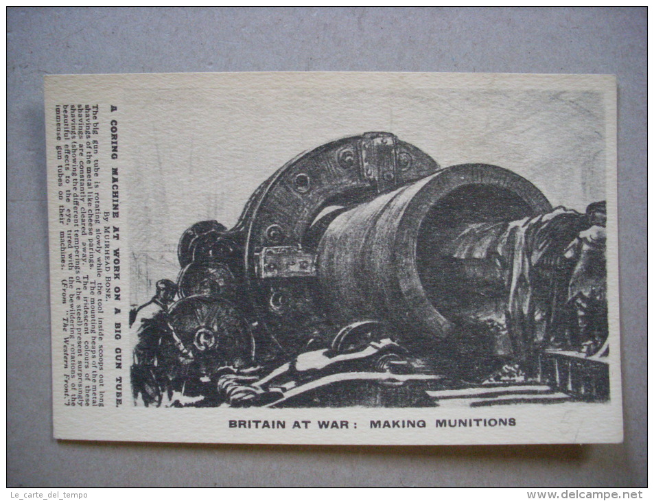 Cartolina Britain At War: Making Munitions. A Coring Machine At Work On A Big Gun Tube. Prima Guerra Mondiale - Manovre