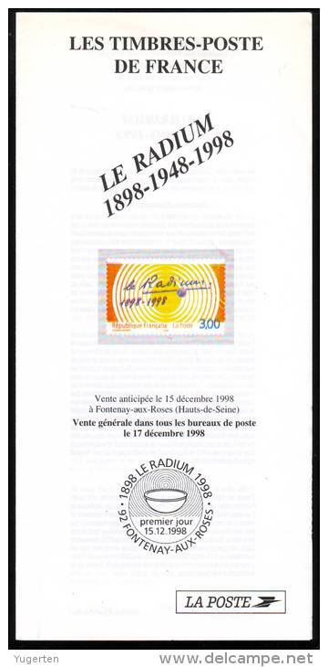 France 1998 - Notice Philatélique - Le Radium - Das Radium - El Radio - Atomo