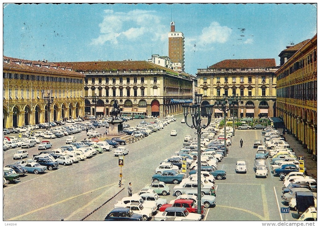 Carte Postale TURIN, TORINO La Place S.Carlo, Anciennes Fiat Et Autres - Places & Squares