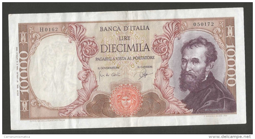 REPUBBLICA ITALIANA  - 10000 Lire - MICHELANGELO-  (Firme:  Carli / Ripa / Decr. 27/07/1964) - 10.000 Lire