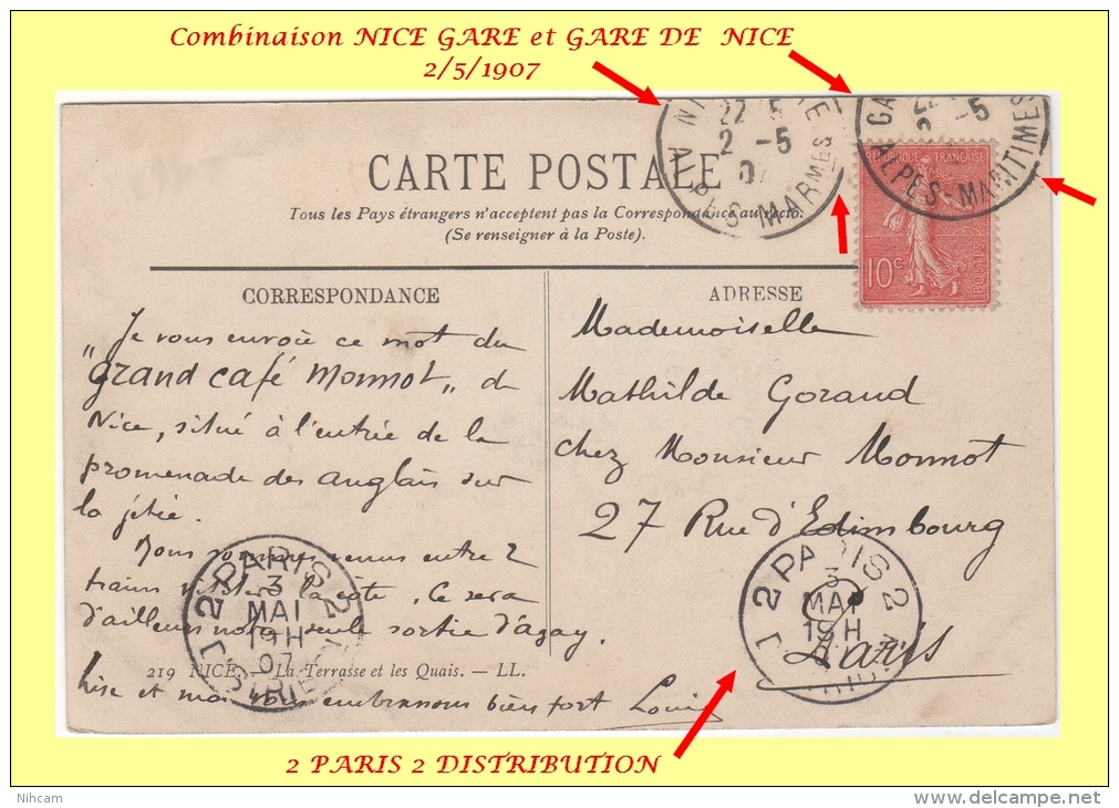 NICE 2/5/1907 VOIR SCANS - Cartas & Documentos