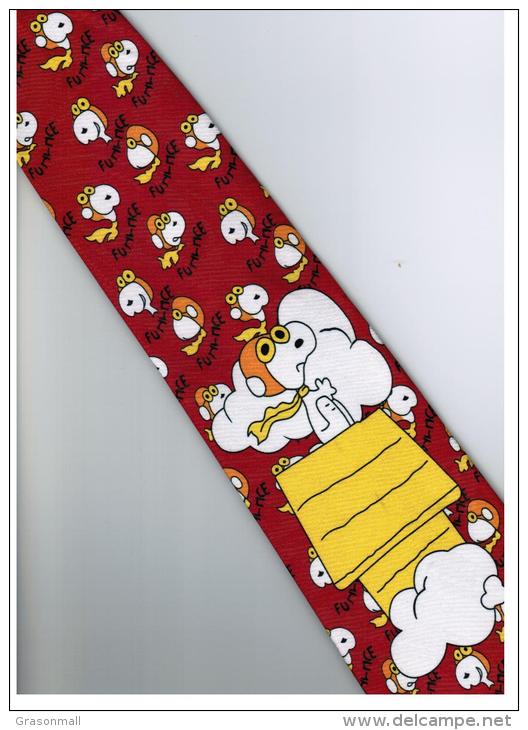Snoopy Snow Dog Cartoon Novelty Fancy Neck Tie RED - Other & Unclassified