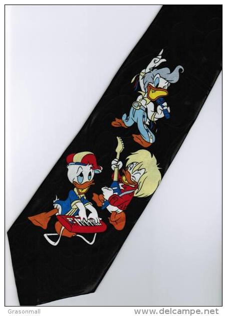 Donald Duck Disney Nephews Huey Dewey Louie Rock Music Cartoon Novelty Fancy Neck Tie - Other & Unclassified