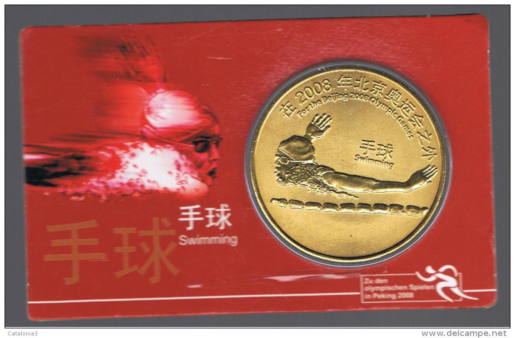 FICHAS - MEDALLAS // Token - Medal - CHINA Natacion 2008 Certificada Metal Dorado - Gewerbliche