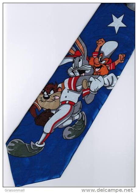 Bugs Bunny Looney Tunes Baseball With Taz Yosemite Sam Cartoon Novelty Fancy Neck Tie - Other & Unclassified