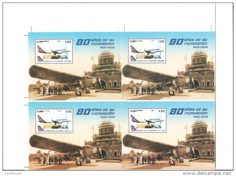 O)2009CUBA, AIRCRAFT, 80 YEARS OF FOUNDATION, IMPERFORATE MNH.- - Non Dentelés, épreuves & Variétés