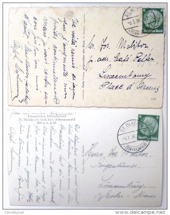 Cp LOT 2X St Blasien Hochenschwand Schweizer Alpen Hotel  Höhenkurort Voyagé 1936 Timbre Cachet St Blasien Schwarzwald - St. Blasien