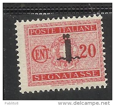 ITALIA REGNO REPUBBLICA SOCIALE RSI 1944 SEGNATASSE PICCOLO FASCIO "FASCIETTO" CENTESIMI 20 TASSE  MNH - Taxe