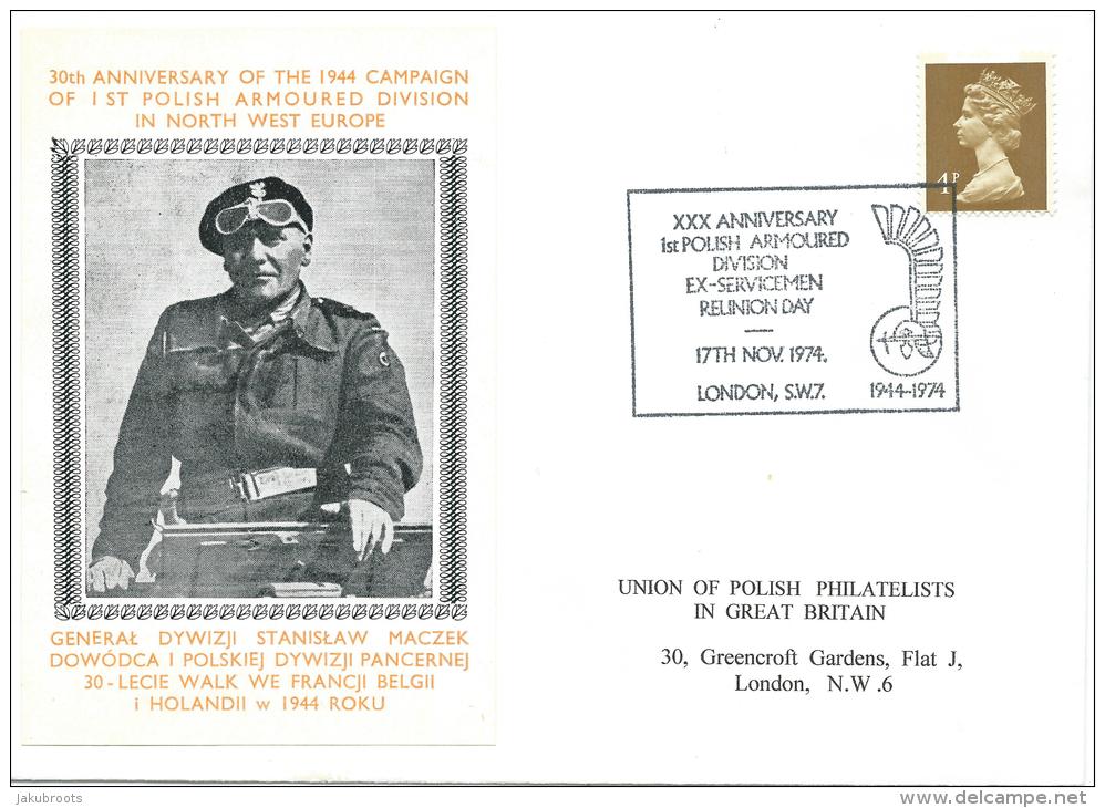 1974. XXX. ANNIVERSARY 1st. POLISH ARMOURED DIVISION EX-SERVICEMEN  REUNION DAY - Gouvernement De Londres (exil)