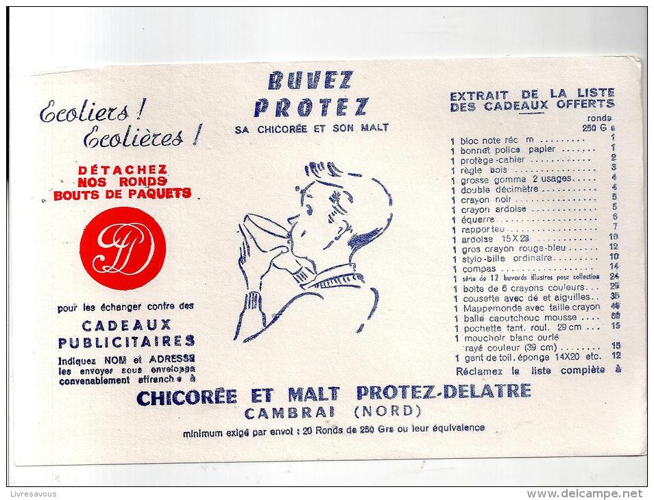 Buvard Chicorée Et Malt PROTEZ-DELATRE à CAMBRAI Des Années 1960 - Café & Thé