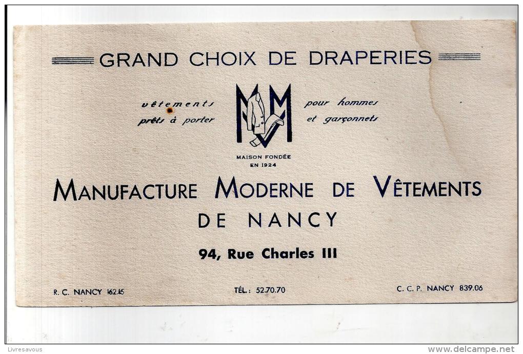 Buvard Manufacture Moderne De Vêtements De Nancy 94, Rue Charles III  Des Années 1960 - Kleidung & Textil