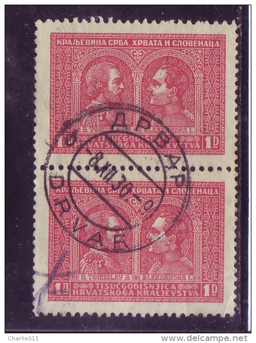 KING TOMISLAV-ALEXANDER-1 D-PAIR-1000 ANNIV-CROATIAN KINGDOM-POSTMARK-DRVAR-SHS-BOSNIA-YUGOSLAVIA-1929 - Used Stamps