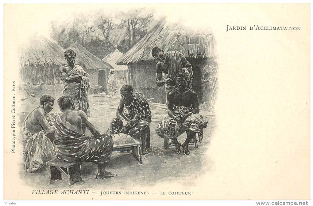 : Réf : G-13-610 :  Village Achanti Joueurs Indigènes Le Coiffeur - Ghana - Gold Coast