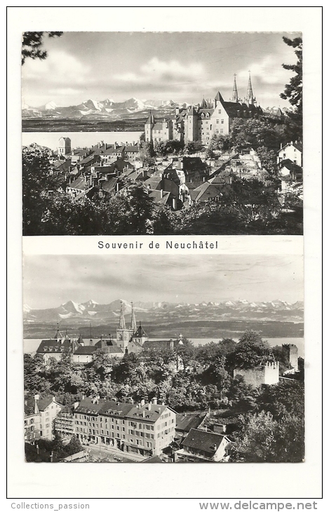 Cp, Suisse, Neuchâtel, Multi-vues, Voyagée 1960 - Neuchâtel