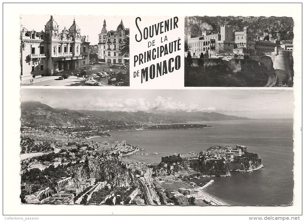 Cp, Principauté De Monaco, Multi-Vues, Voyagée 1953 - Tarjetas Panorámicas
