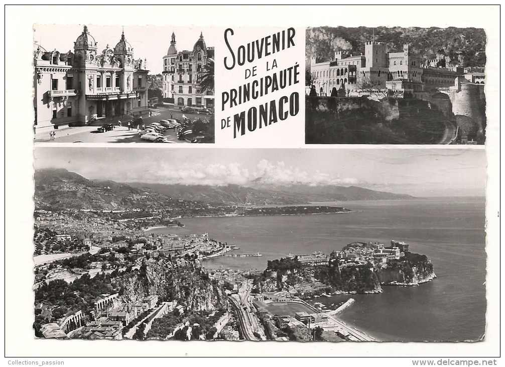 Cp, Principauté De Monaco, Multi-Vues, Voyagée 1953 - Panoramic Views