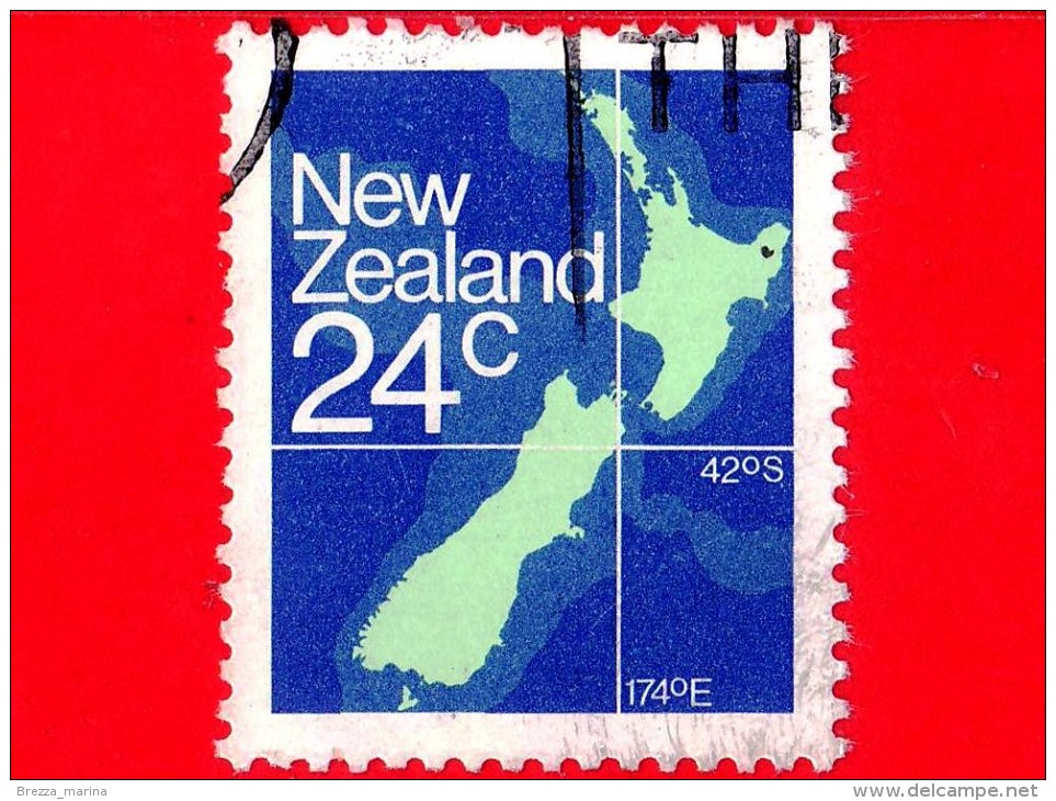 NUOVA ZELANDA - New Zealand - USATO - 1982 - Mappa  - Cartina Geografica - Map - 24 C - Used Stamps