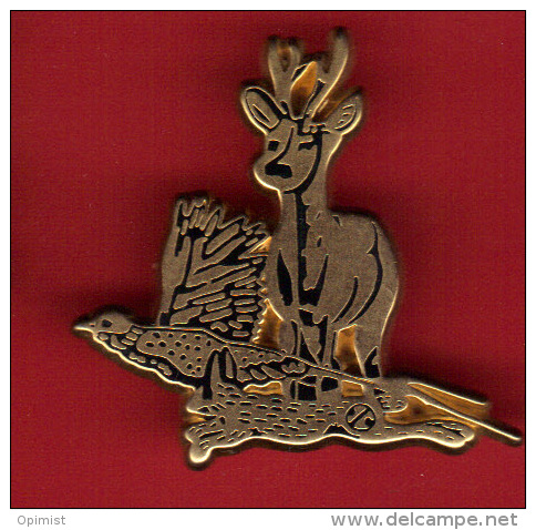 29271-Pin´s  Chasse.faisan.cerf.lievre ..signé Octobre Et Arthus Bertrand Paris. - Arthus Bertrand