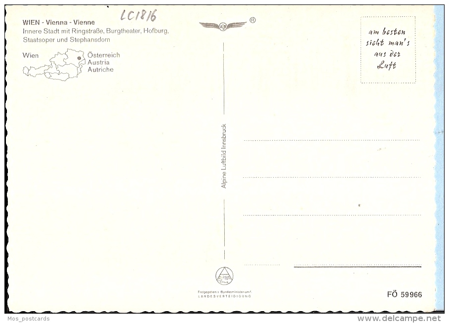 Austria Postcard - Vienna - Flug Uber Wien - Stadtzentrum   LC1816 - Other & Unclassified