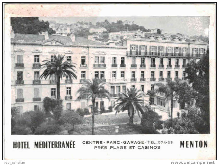 Vieux Papiers - Pub - Menton Hôtel Méditerranée - Publicités