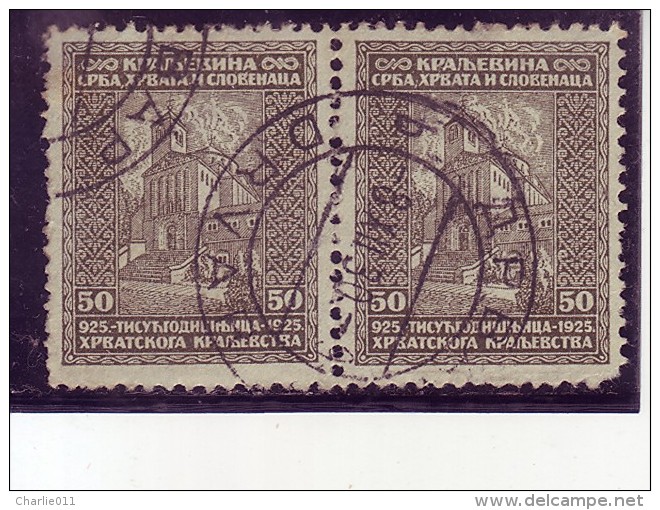 MEMORIAL CHAPEL-PAIR-1000 ANNIV-CROATIAN KINGDOM-POSTMARK-DRVAR-BOSNIA AND HERZEGOVINA-SHS--YUGOSLAVIA-1929 - Gebruikt