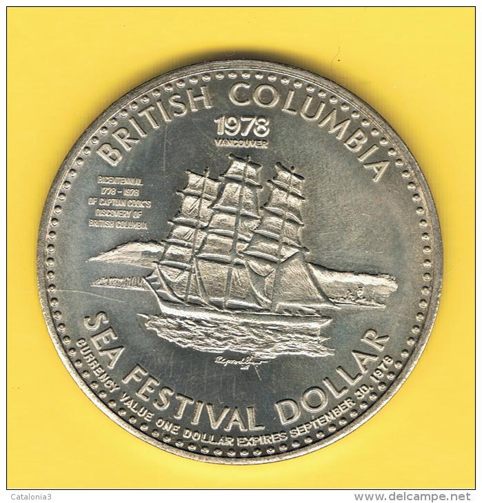 FICHAS - MEDALLAS // Token - Medal -  VANCOUVER, Columbia Britanica CANADA Capitan Cook - Monarchia / Nobiltà