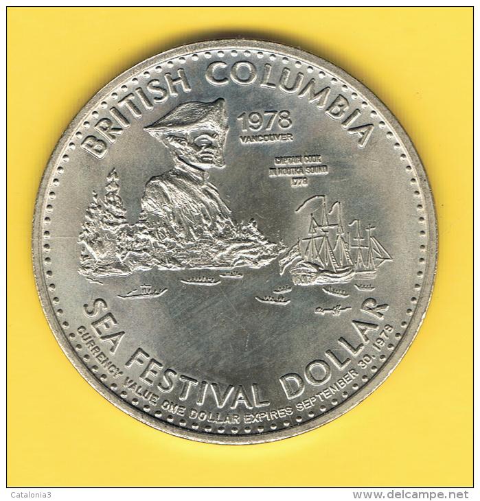 FICHAS - MEDALLAS // Token - Medal -  VANCOUVER, Columbia Britanica CANADA Capitan Cook - Monarchia / Nobiltà