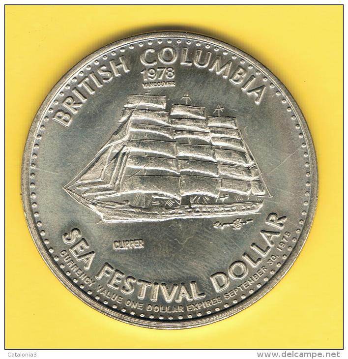 FICHAS - MEDALLAS // Token - Medal -  VANCOUVER, Columbia Britanica CANADA Barcos - Monarchia / Nobiltà