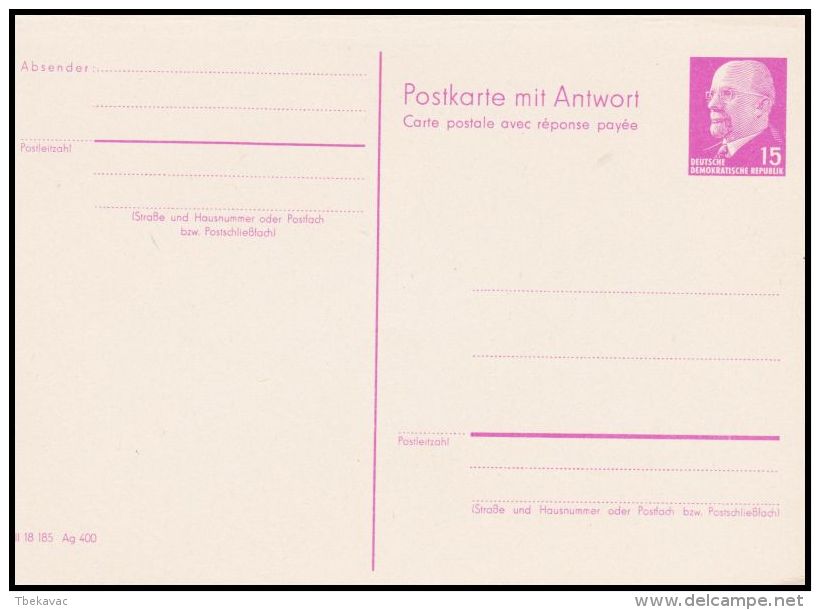 Germany GDR, Postal Stationery W./Receipt Acknowledged - Postkarten - Gebraucht