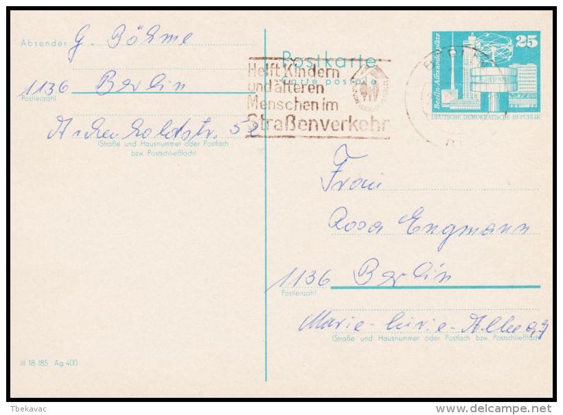 Germany GDR 1974, Postal Stationery - Postkaarten - Gebruikt