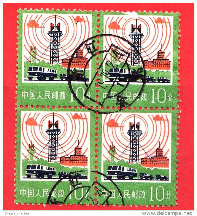 CINA - USATO - 1977 - Trasporti E Comunicazioni Postali - Camion E Antenne - 10 - Quartina - Usati