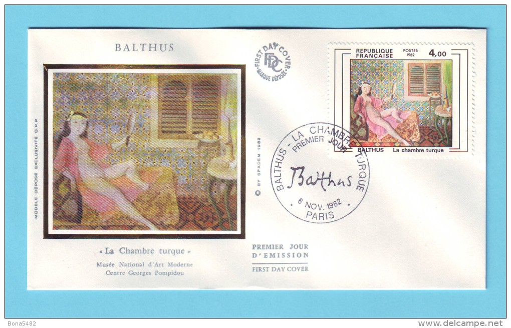 FDC FRANCE SOIE BALTHUS PEINTURE NU CHAMBRE TURQUE 1982 / CG 713 - Desnudos