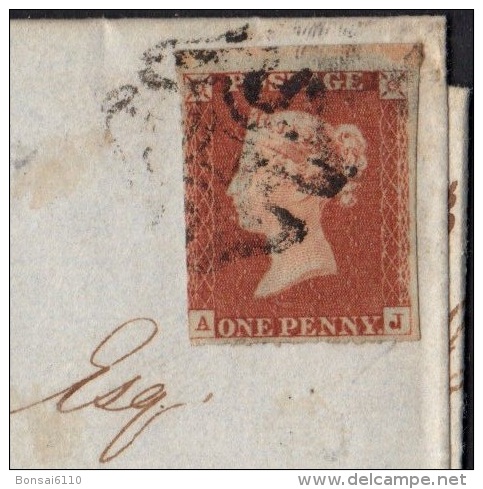 GB 1841-0014, QV 1d Red-Brown Imperf.A-J Letters SG8a (Spec BS13) Letter Sheet With Black MC Cancel (5 Scans) - Briefe U. Dokumente