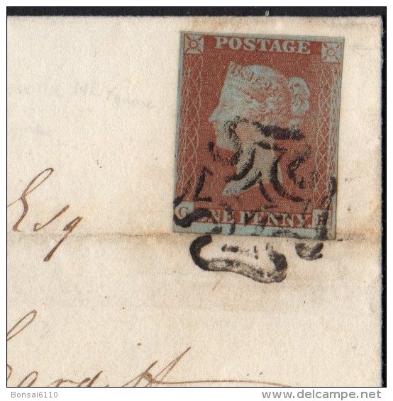 GB 1841-0013, QV 1d Red-Brown G-B SG8a Plate 17 (Spec BS6) Letter Sheet W/ Black MC Cancel (4 Scans) - Covers & Documents