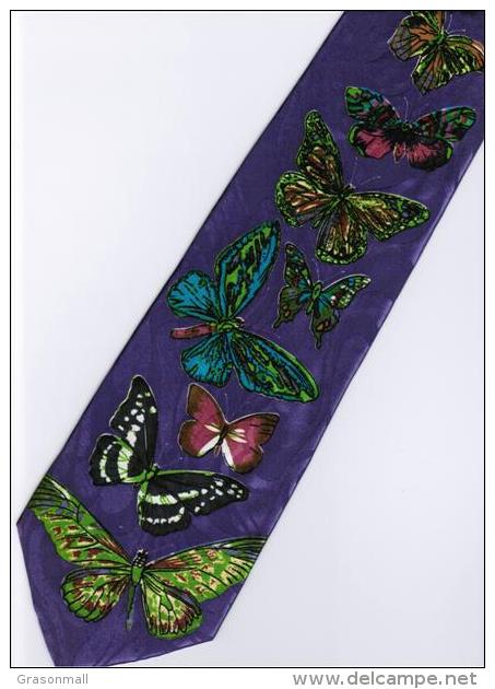 Butterfly Insect Animal PURPLE Cartoon Novelty Fancy Neck Tie - Other & Unclassified