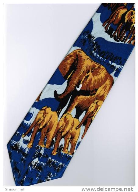 Elephant Mammal Animal Big Cartoon Novelty Fancy Neck Tie - Other & Unclassified